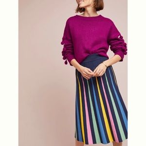 NWT Anthropologie Maeve Rainbow Pleated Skirt XS